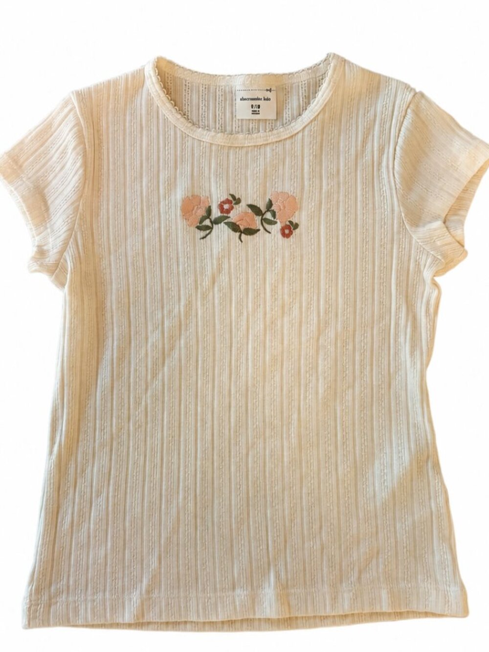 Abercrombie & Fitch Cream Floral T-Shirt Girls Size 9-10